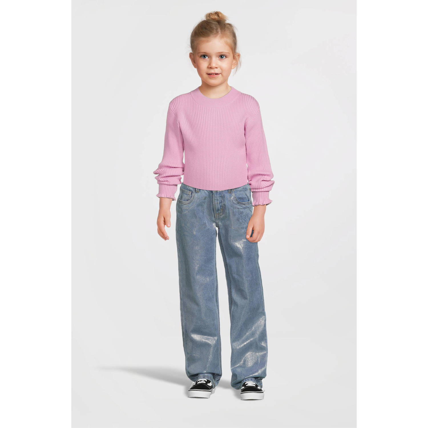 Name it KIDS fijngebreide longsleeve NKFVIANNA roze Meisjes Viscose Ronde hals 134 140