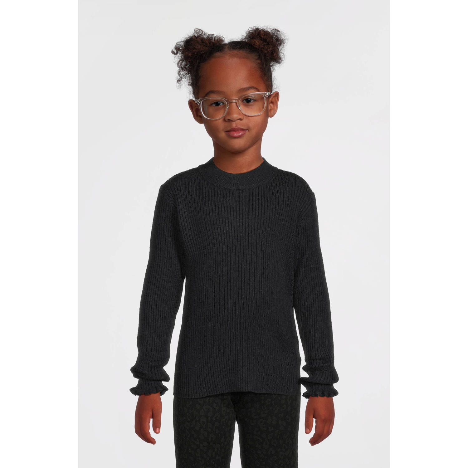 Name it KIDS fijngebreide longsleeve NKFVIANNA donkerblauw Meisjes Viscose Ronde hals 158 164