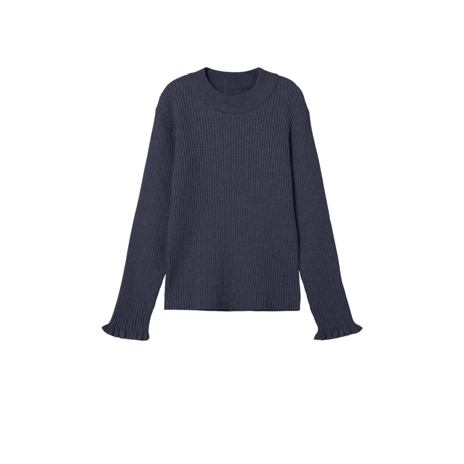 Name it KIDS fijngebreide longsleeve NKFVIANNA donkerblauw Meisjes Viscose Ronde hals 158 164