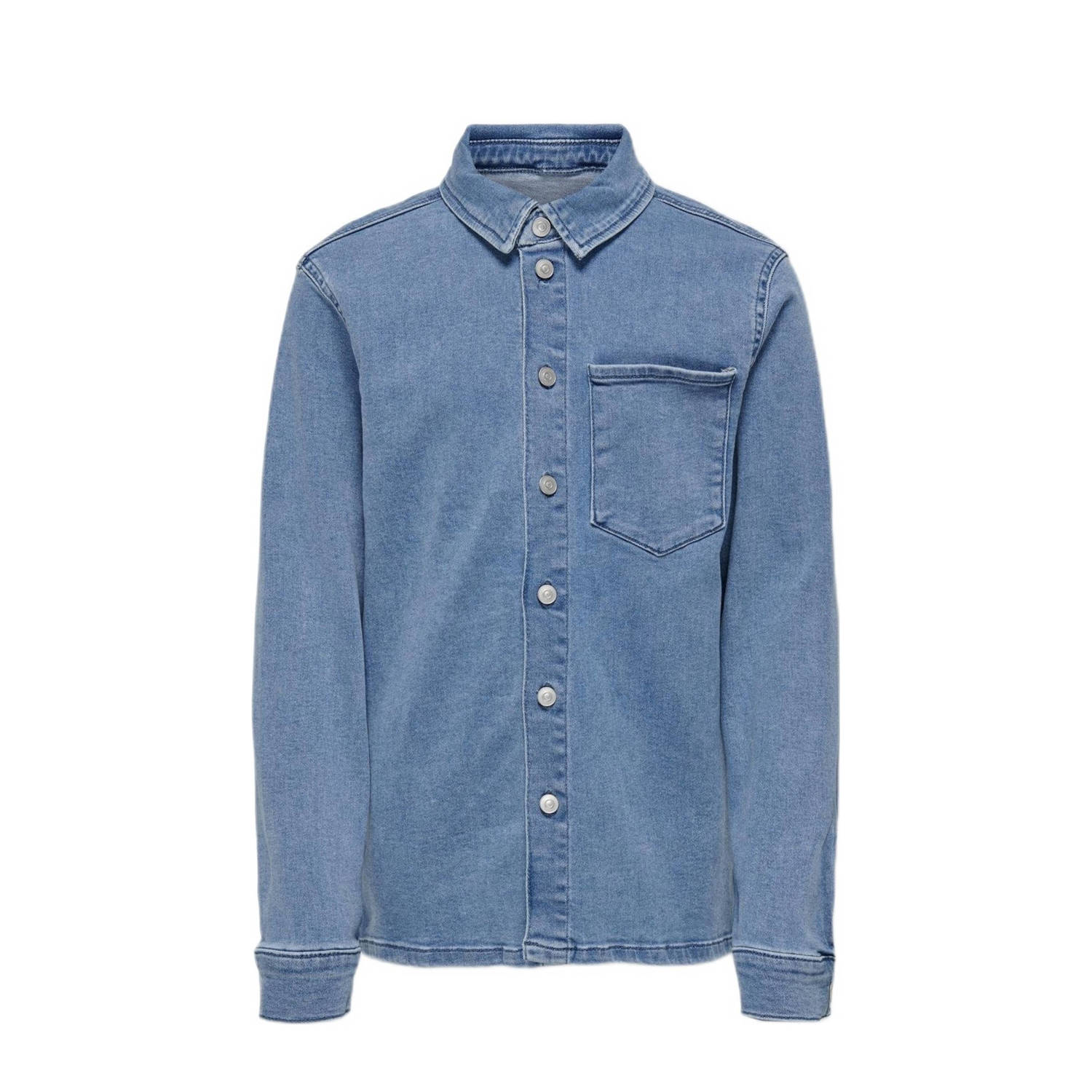 Only KIDS BOY denim overhemd light blue denim Blauw Effen 134