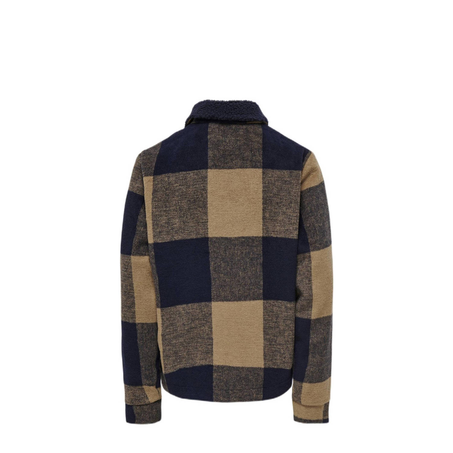 ONLY KIDS BOY overshirt KOBANDY met ruitprint beige zwart