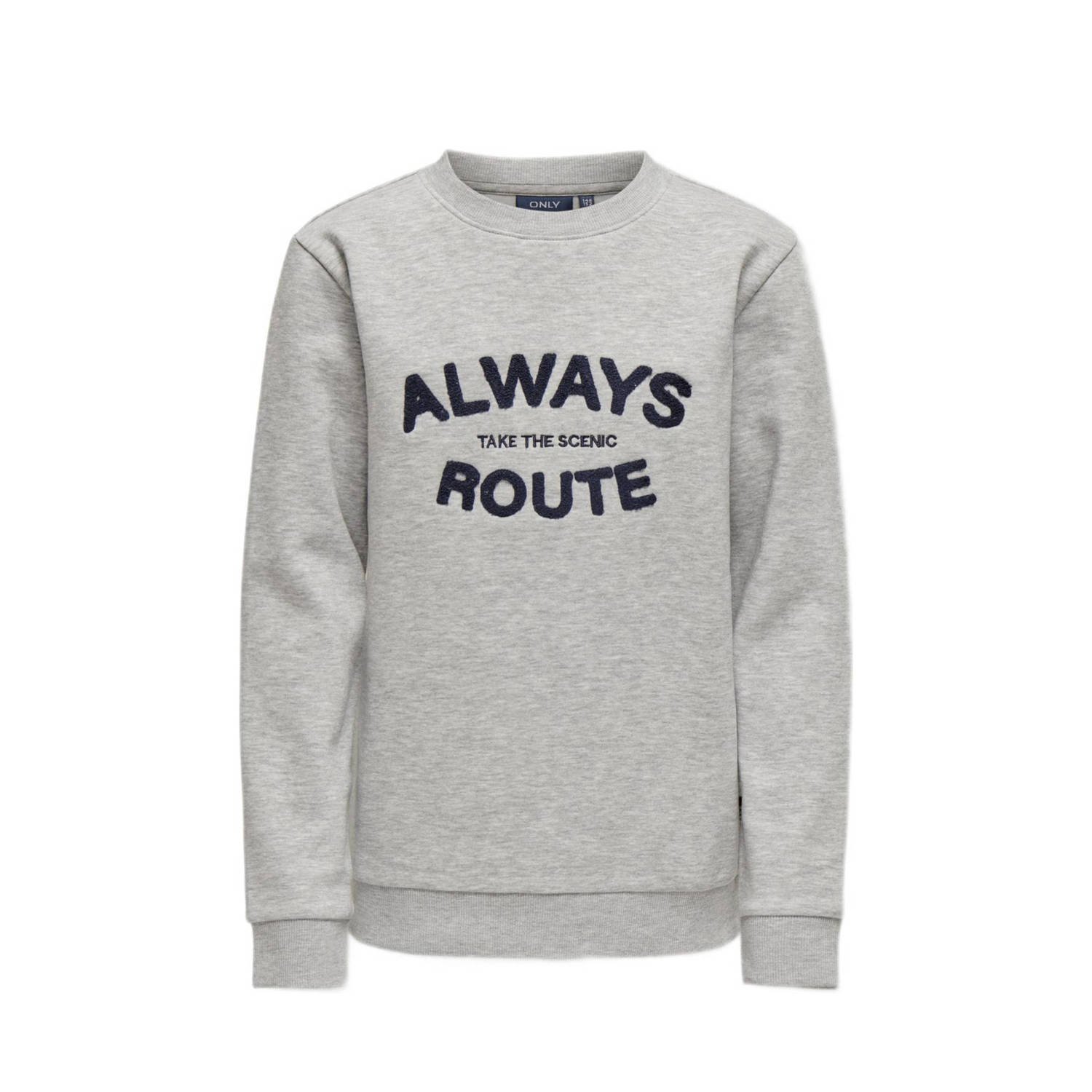 ONLY KIDS BOY sweater KOBRAPHAEL met printopdruk grijs melange