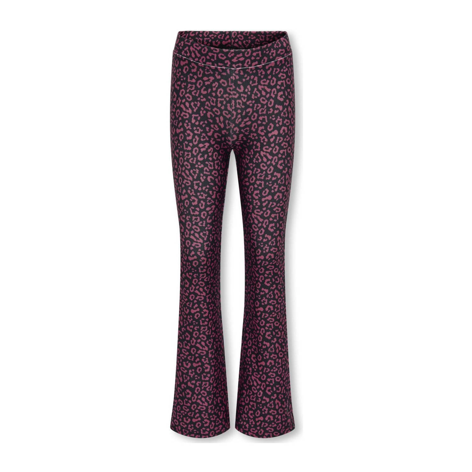 ONLY KIDS GIRL flared broek KOGESRA met panterprint zwart roze