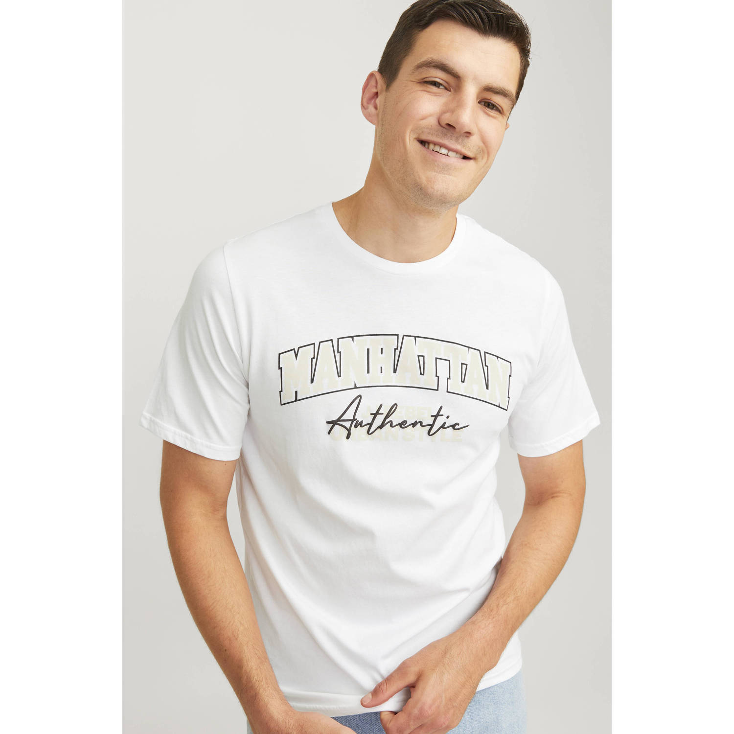 JJ REBEL T-shirt JREBNEWYORK met printopdruk wit