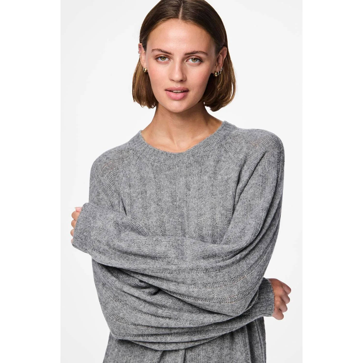 Pieces Gebreide jurk met ballonmouwen model 'MAGGY'