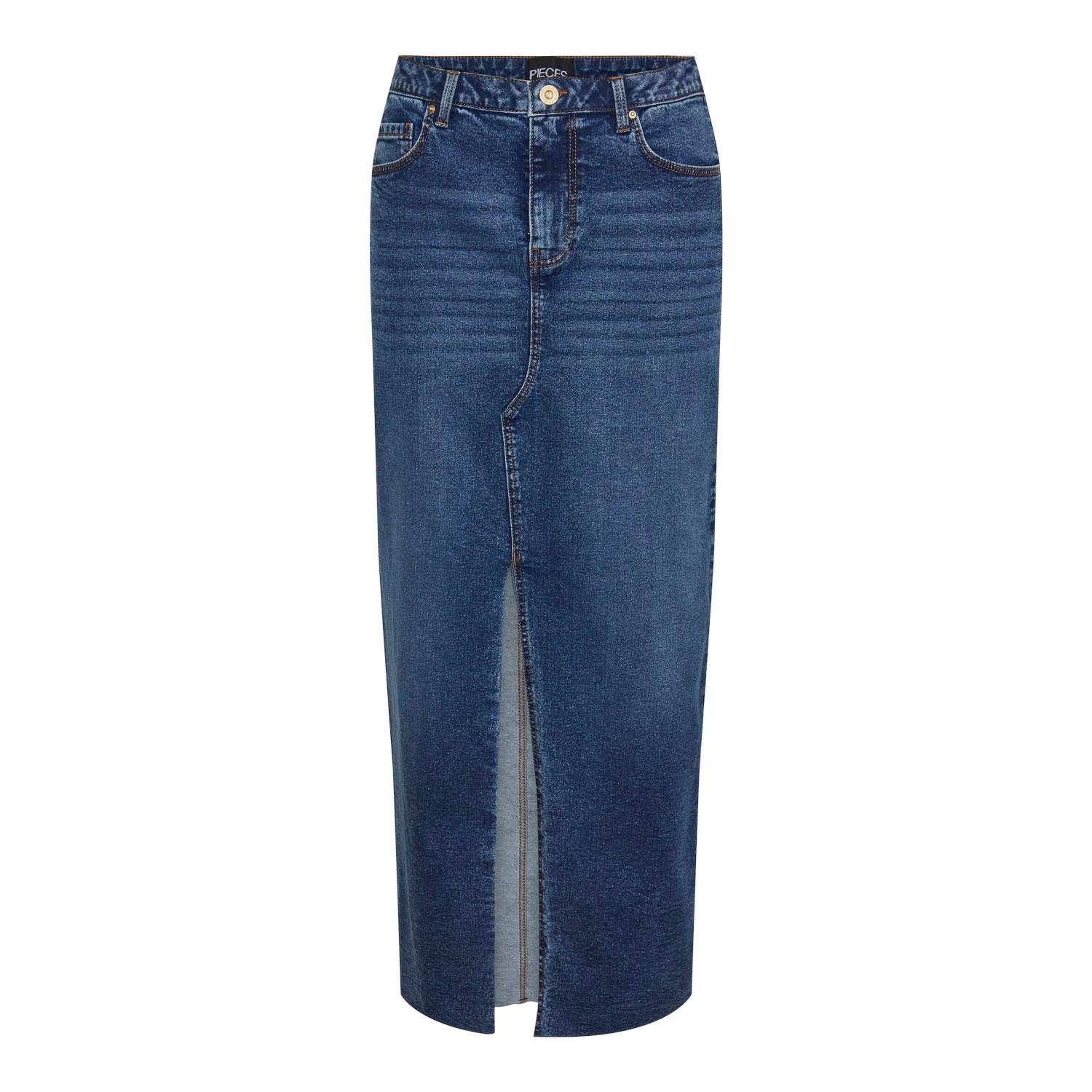 PIECES denim spijkerrok dark blue denim