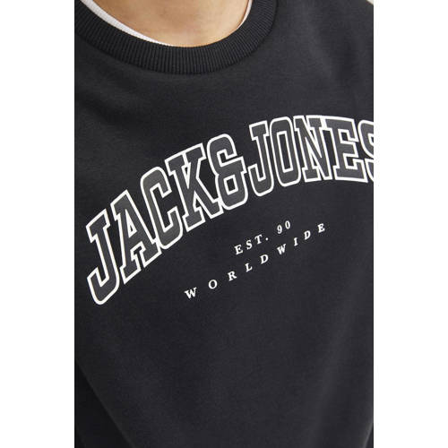JACK & JONES JUNIOR sweater JJECALEB met logo zwart afbeelding