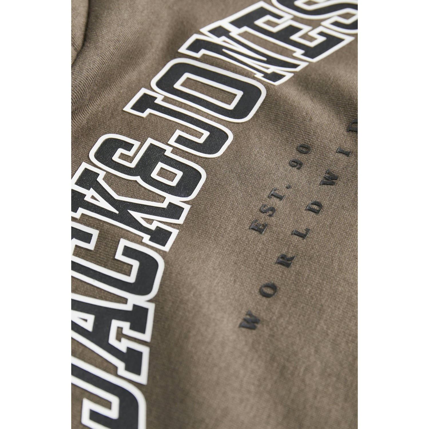 JACK & JONES JUNIOR hoodie JJECALEB VARSITY met logo donkergroen