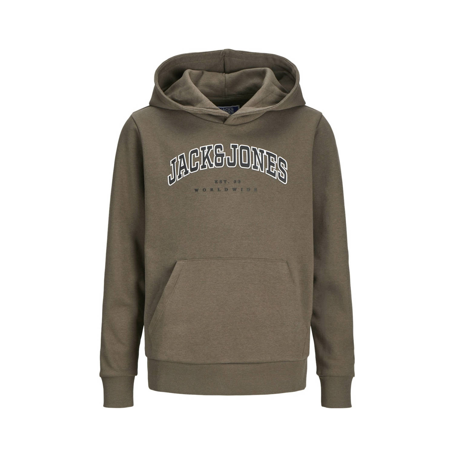 JACK & JONES JUNIOR hoodie JJECALEB VARSITY met logo donkergroen