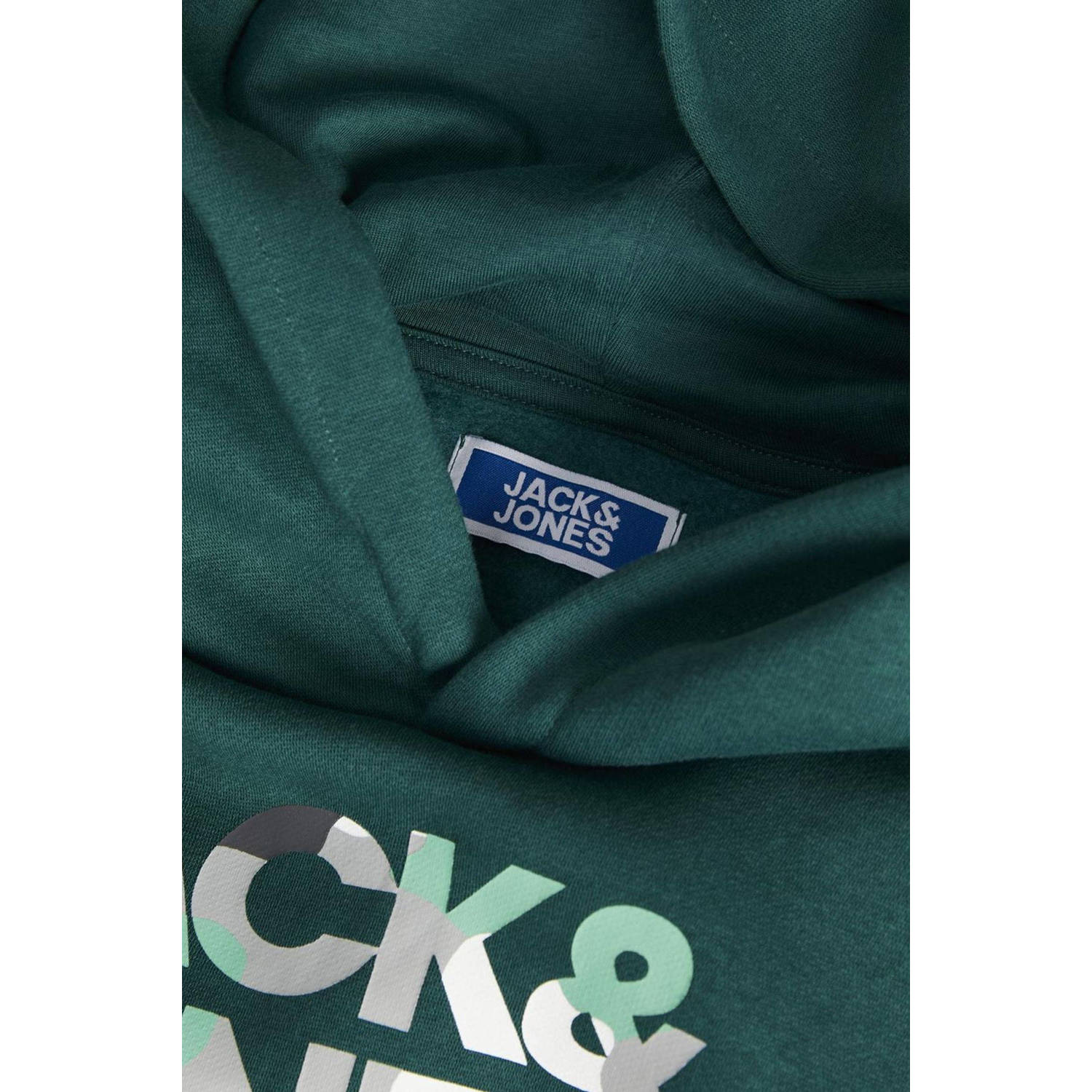 JACK & JONES JUNIOR hoodie met logo donkergroen
