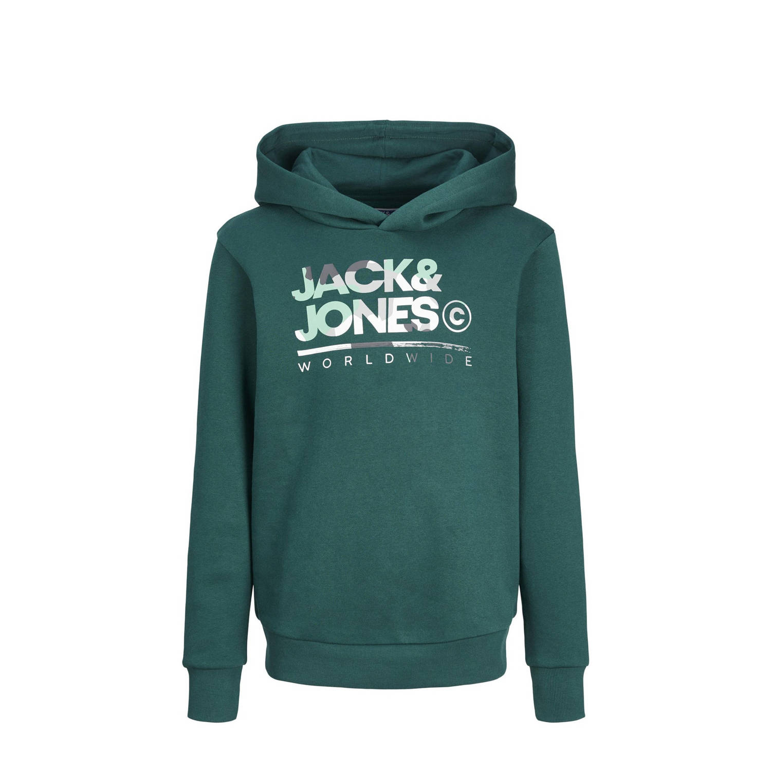 Jack & jones JUNIOR hoodie met logo donkergroen Sweater Logo 128
