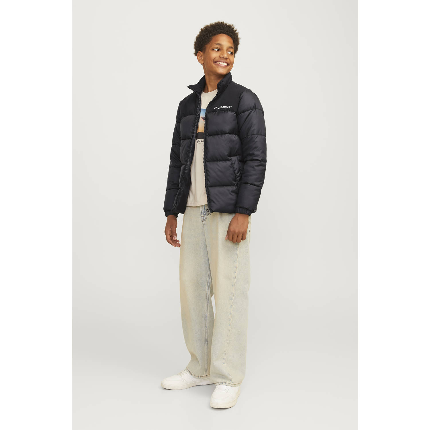 JACK & JONES JUNIOR gewatteerde jas zwart