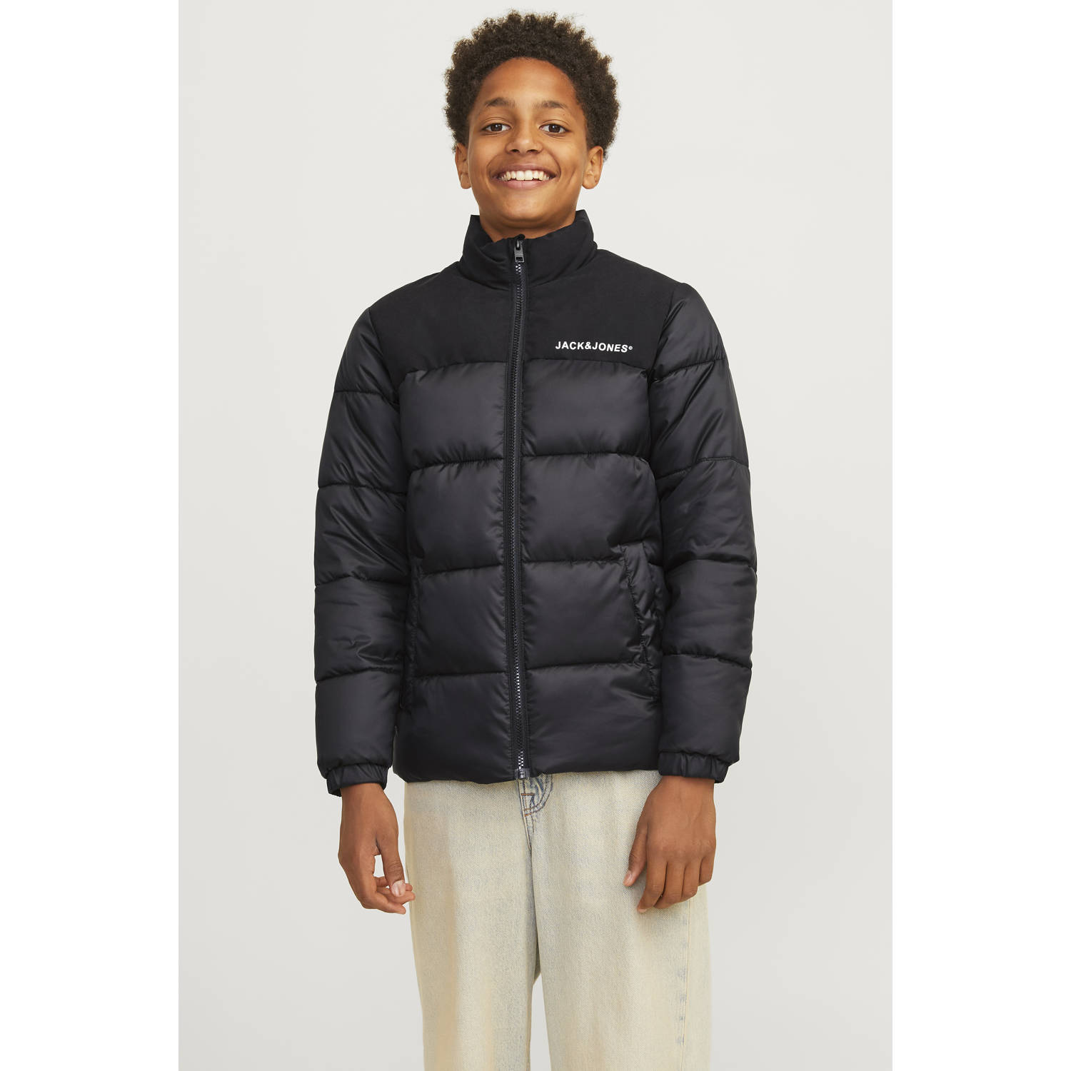 JACK & JONES JUNIOR gewatteerde jas zwart