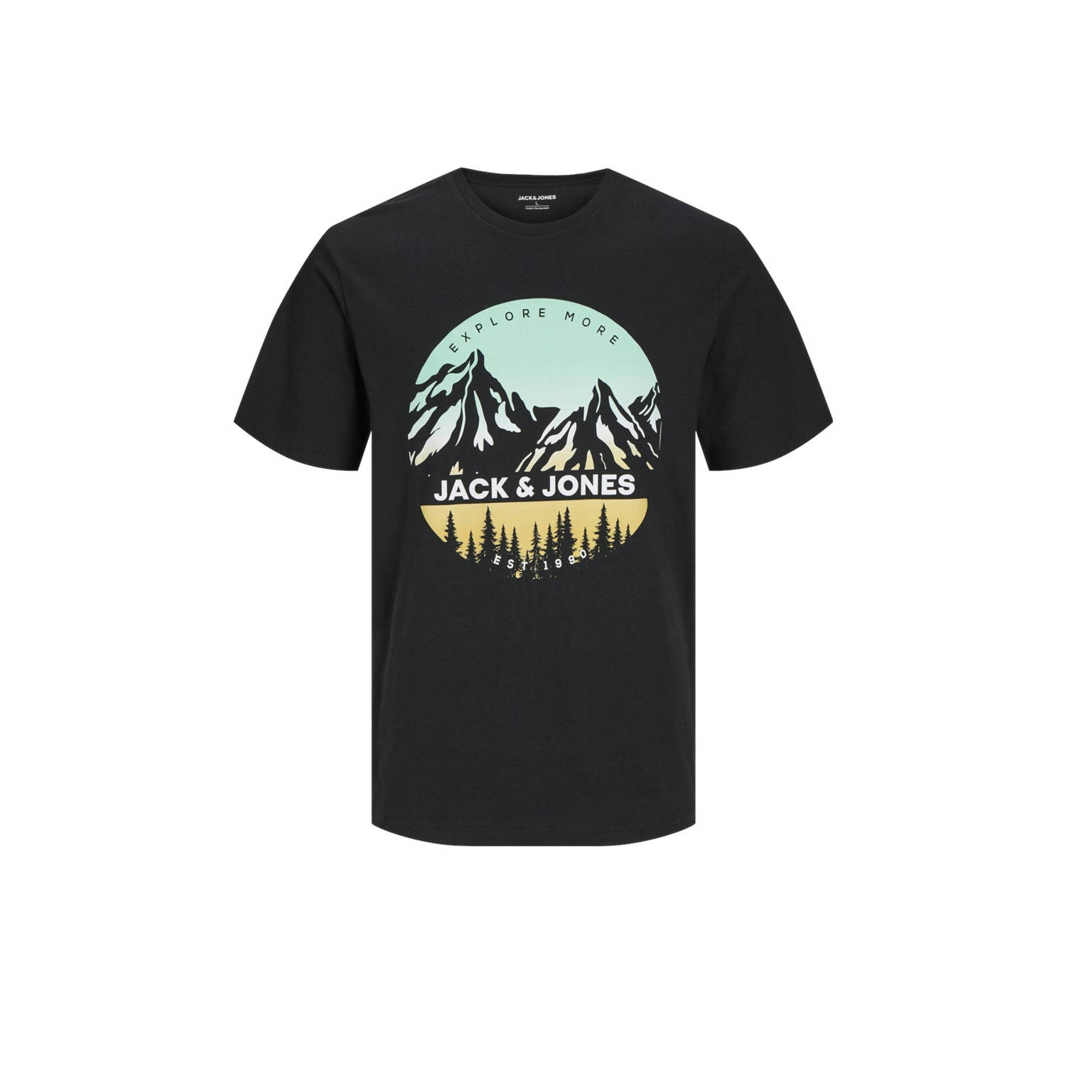 JACK & JONES JUNIOR T-shirt JJPEAK met printopdruk zwart