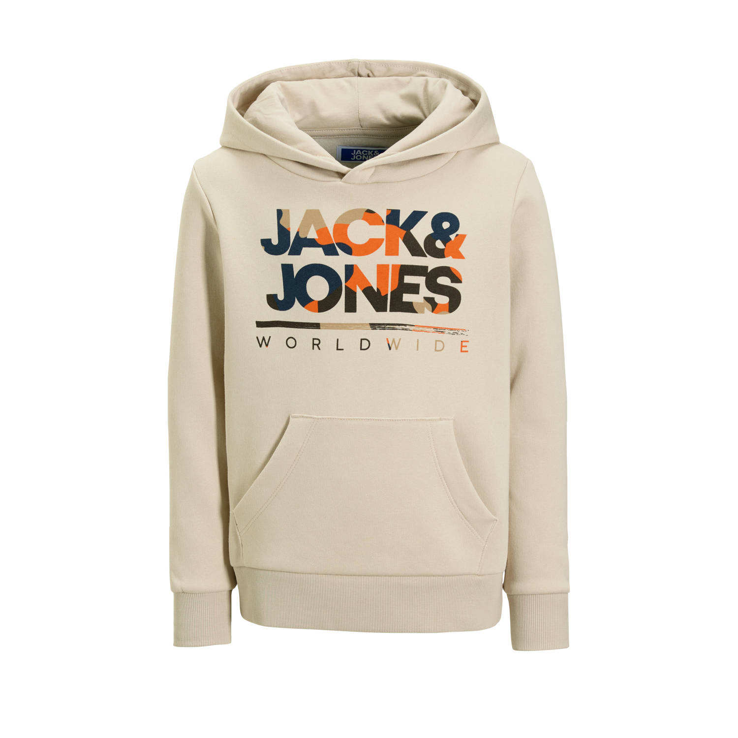 Jack & jones JUNIOR hoodie met logo beige Sweater Logo 128