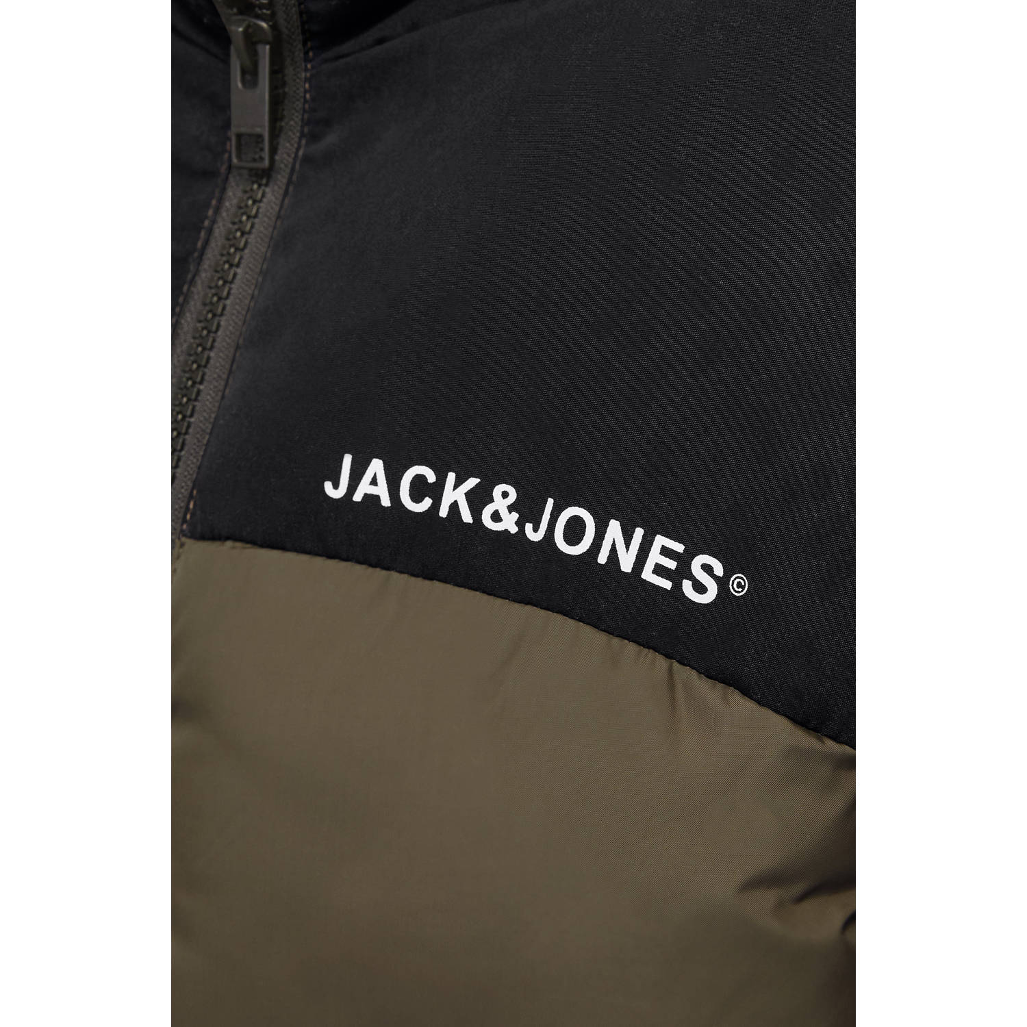 JACK & JONES JUNIOR gewatteerde jas olijfgroen zwart