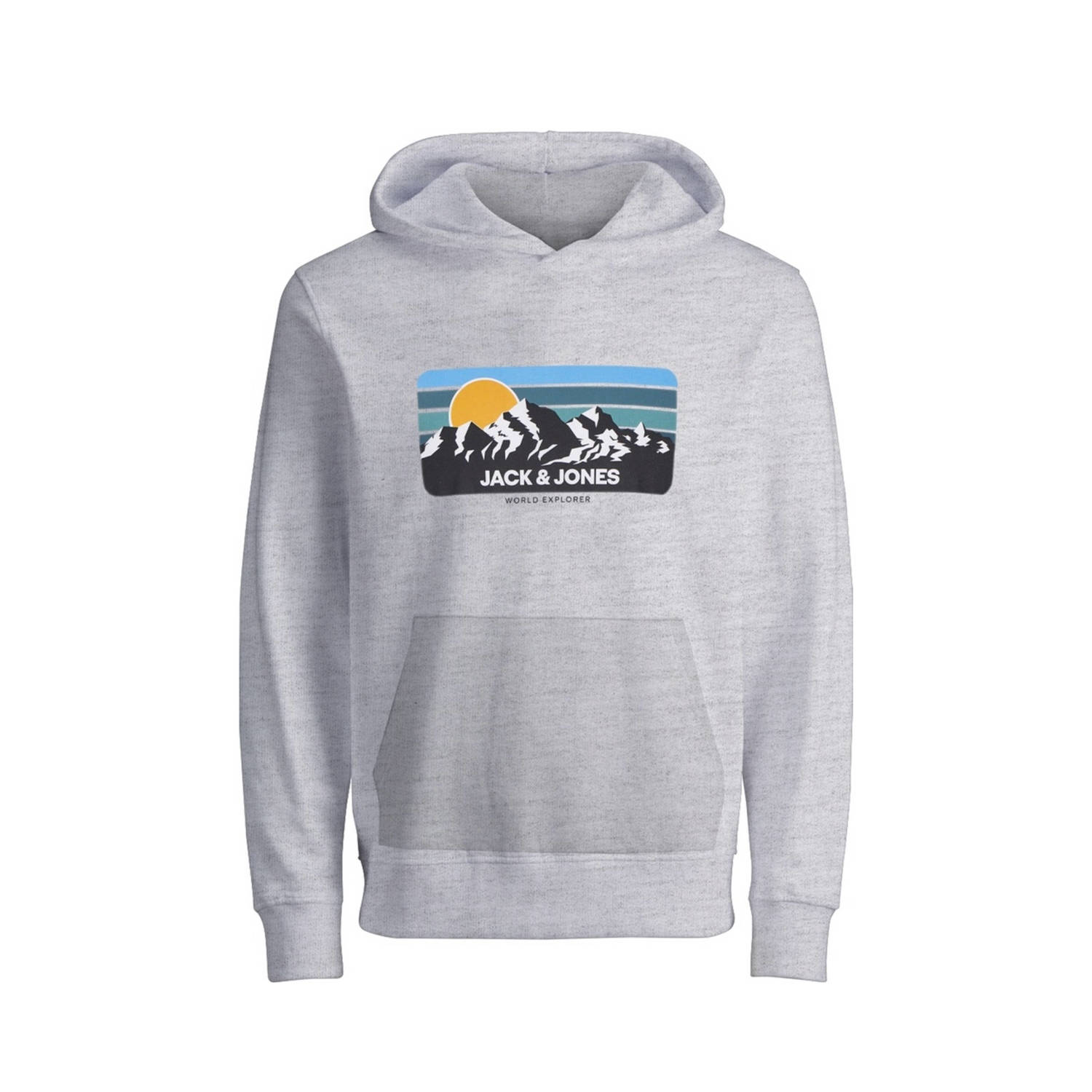 Jack & jones JUNIOR hoodie met printopdruk lichtgrijs Sweater Printopdruk 140