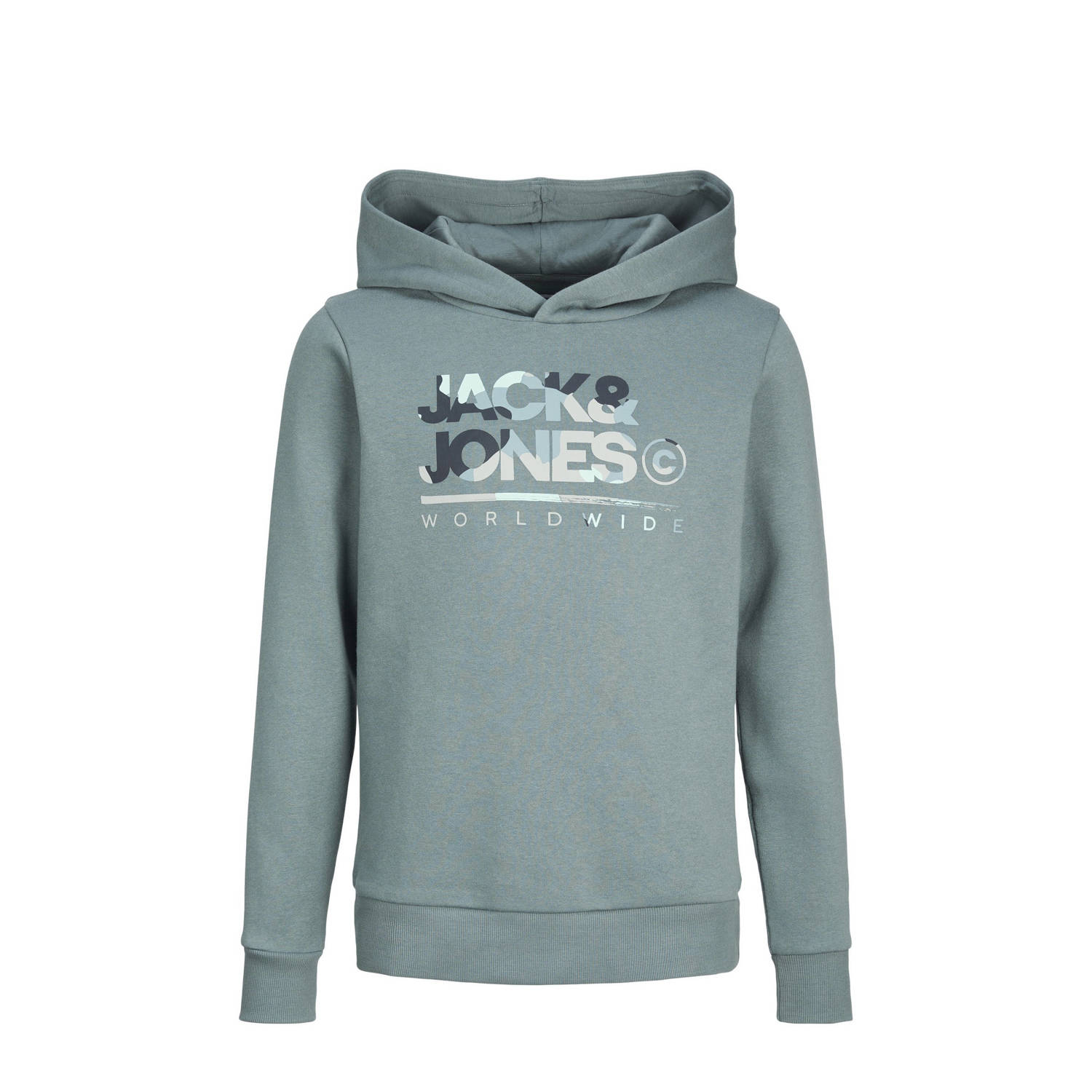 Jack & jones JUNIOR hoodie met logo grijsblauw Sweater Logo 140