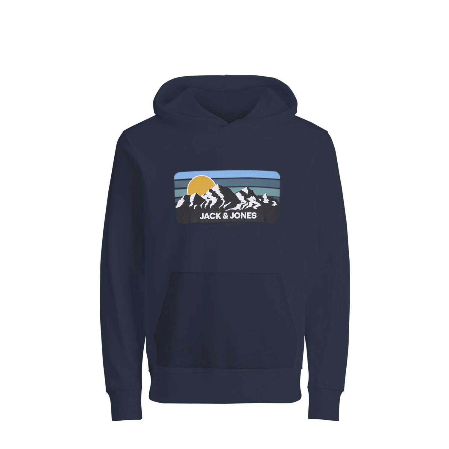 Jack & jones JUNIOR hoodie met printopdruk marine blauw Sweater Printopdruk 128
