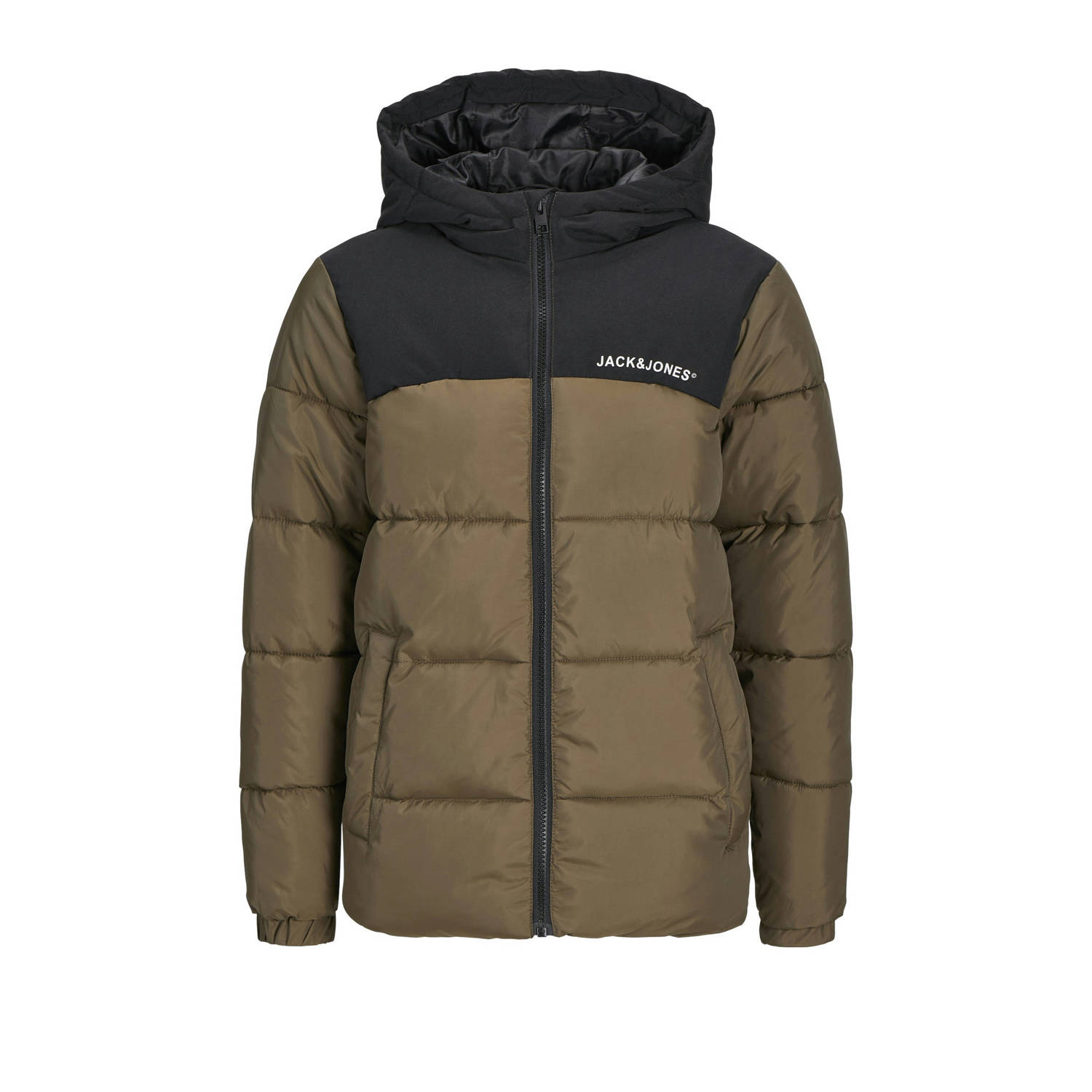 Jack & jones JUNIOR gewatteerde jas bruin Jongens Polyester Capuchon Meerkleurig 128