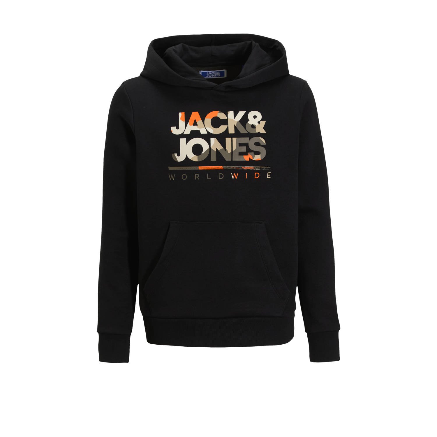 Jack & jones JUNIOR hoodie met logo zwart Sweater Logo 128