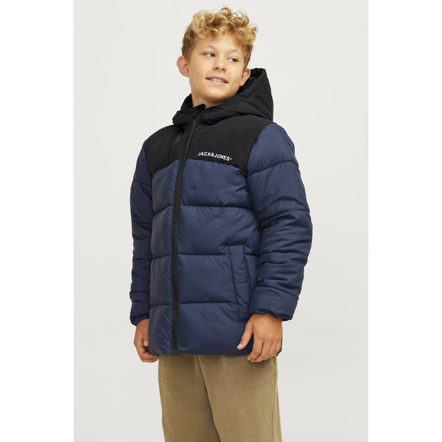 JACK & JONES JUNIOR gewatteerde jas donkerblauw