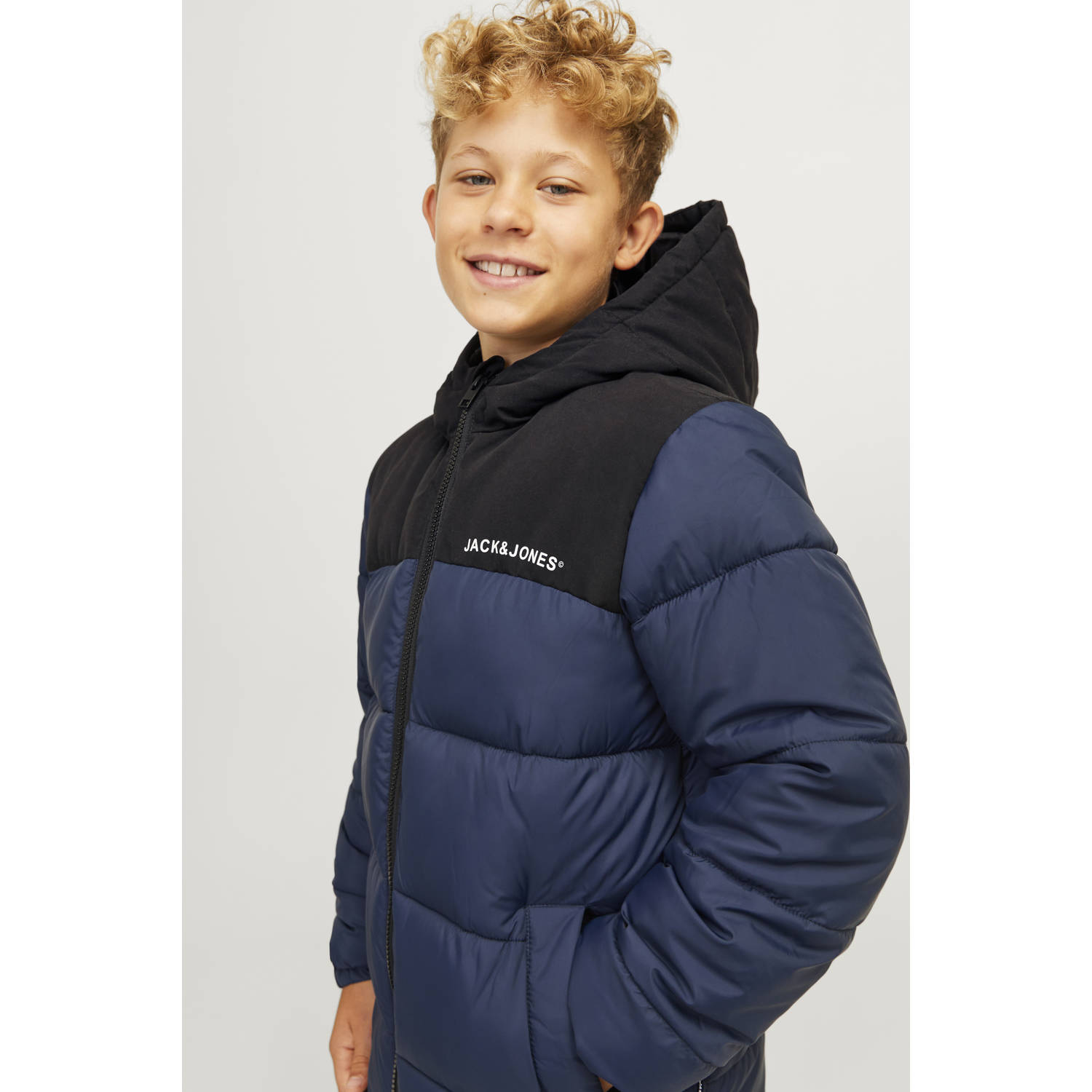 JACK & JONES JUNIOR gewatteerde jas donkerblauw