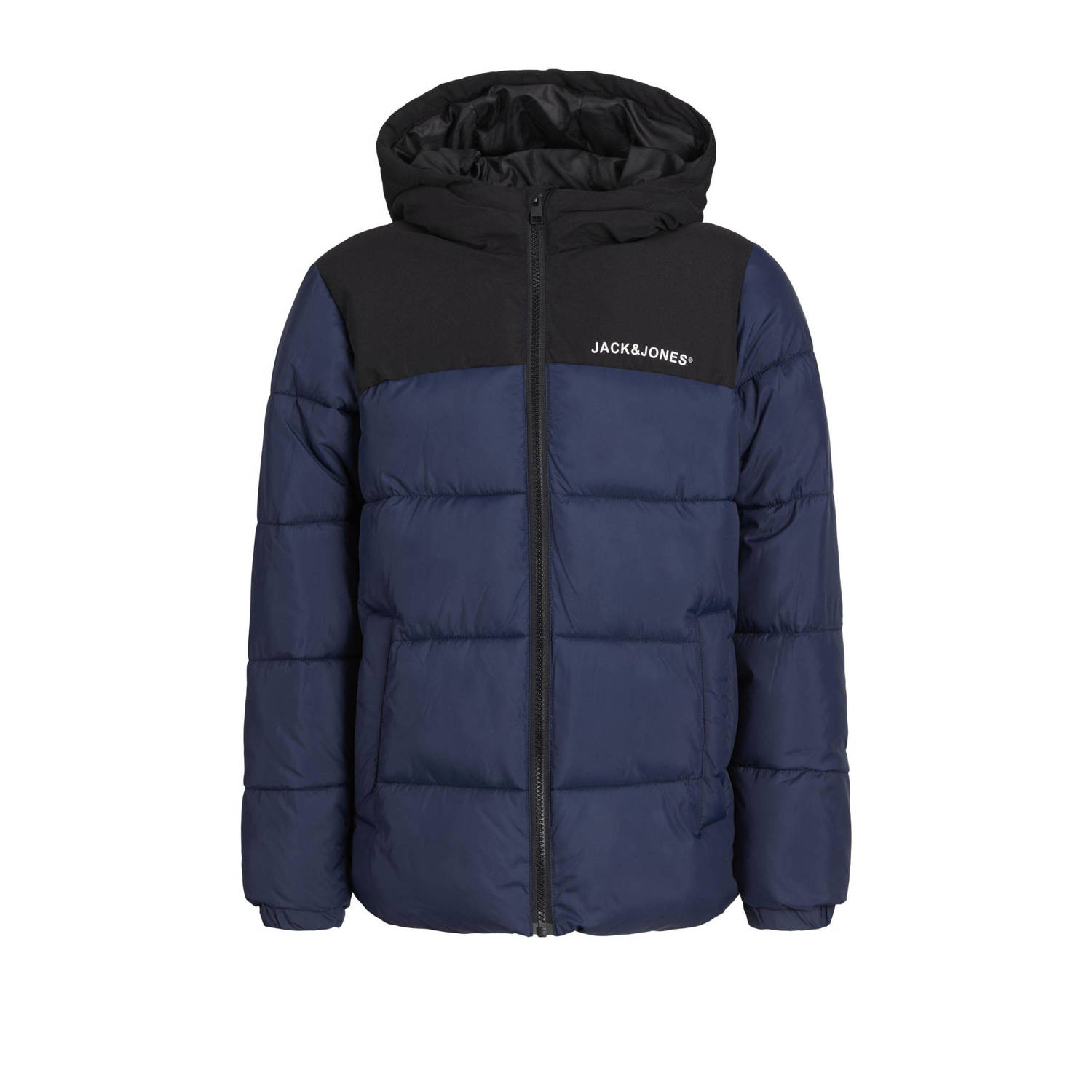 Jack & jones JUNIOR gewatteerde jas donkerblauw Jongens Polyester Capuchon 140