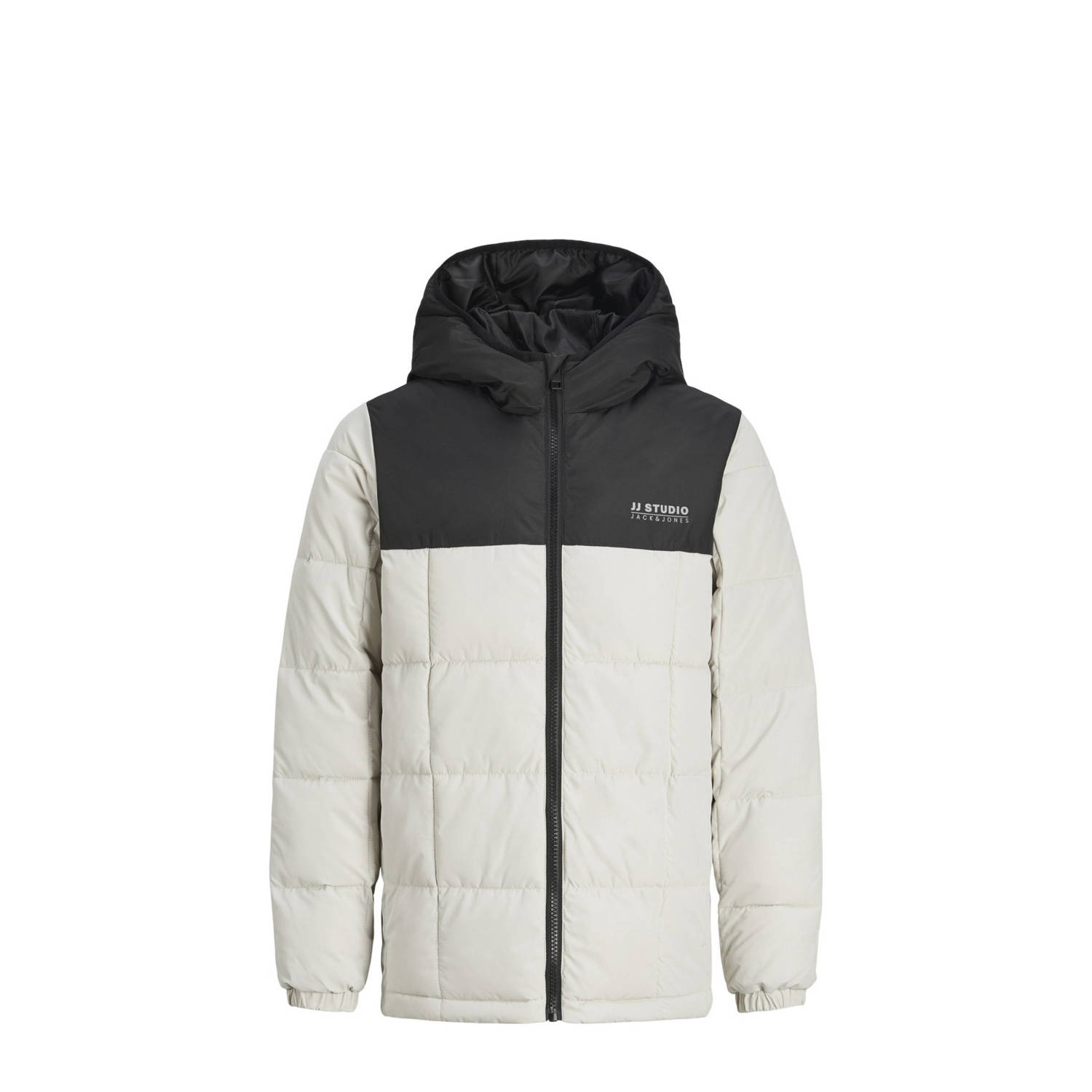 JACK & JONES JUNIOR gewatteerde winterjas wit zwart