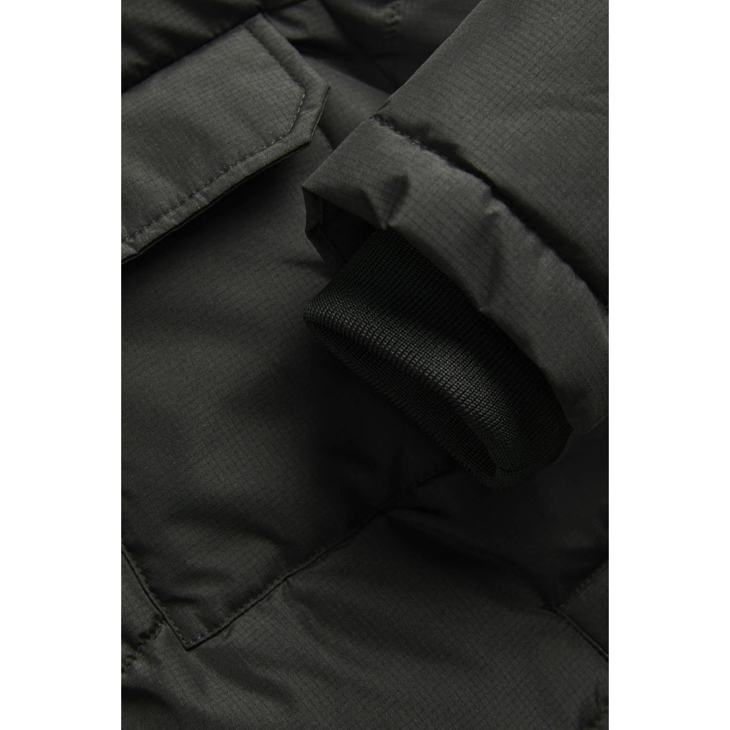 JACK & JONES JUNIOR gewatteerde winterjas JJBUILD zwart