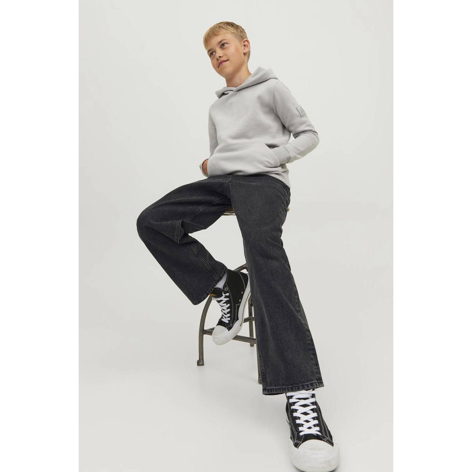 JACK & JONES JUNIOR baggy fit jeans JJIALEX JJORIGINAL black denim