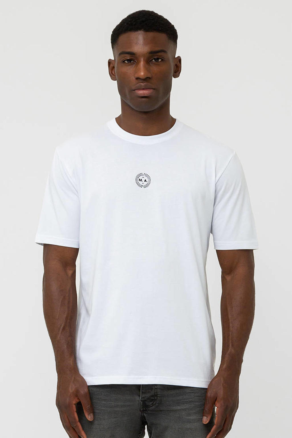 Wit en groene heren Marshall Artist T-shirt van katoen met backprint, korte mouwen en ronde hals