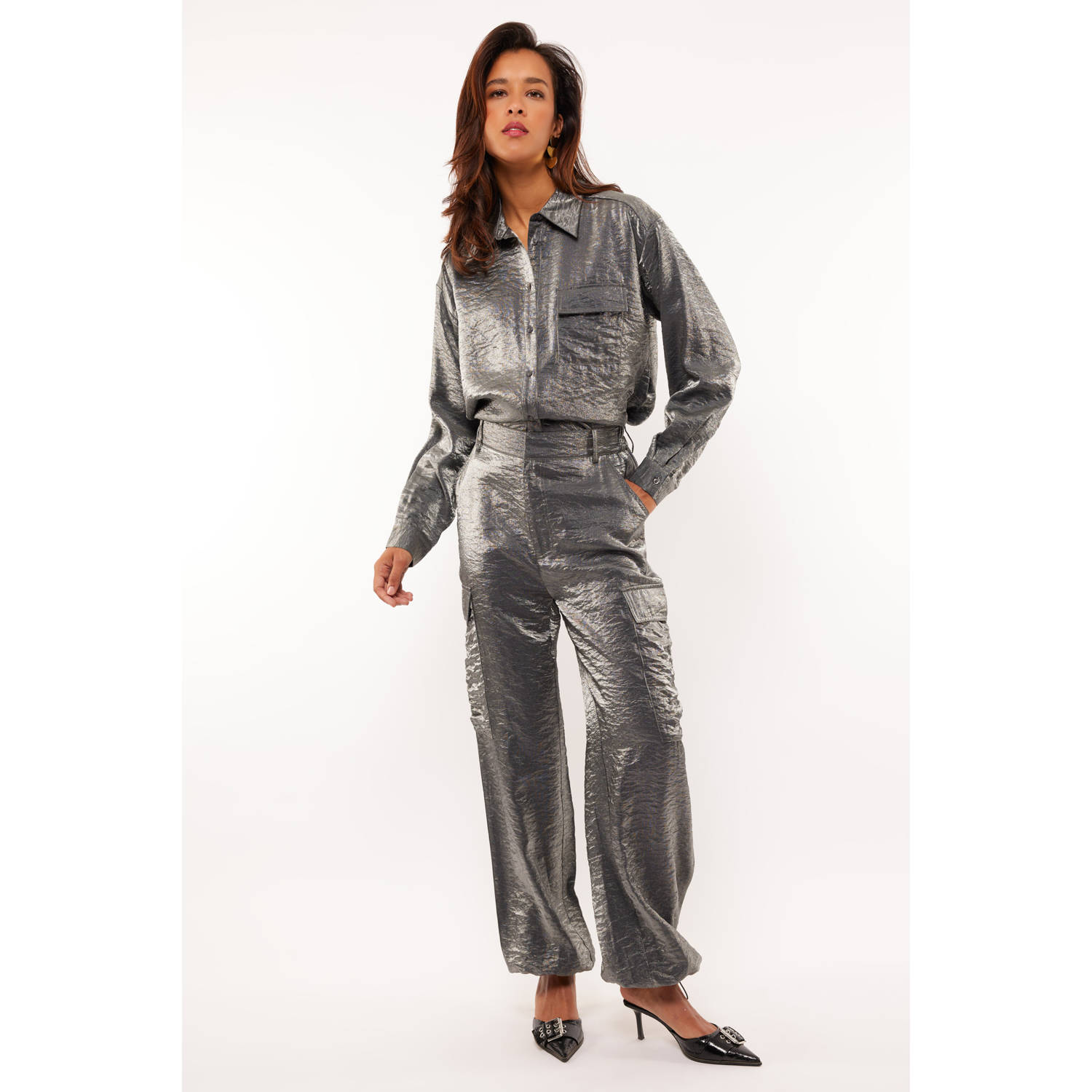 FLURESK wide leg broek Angie grijs