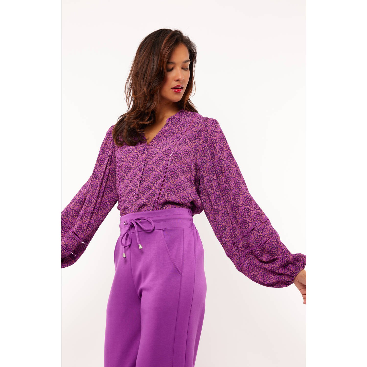 FLURESK blouse met all over print violet