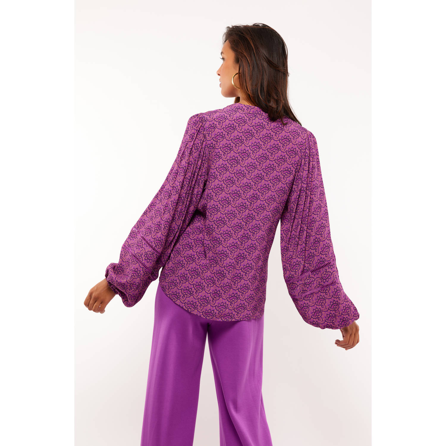 FLURESK blouse met all over print violet