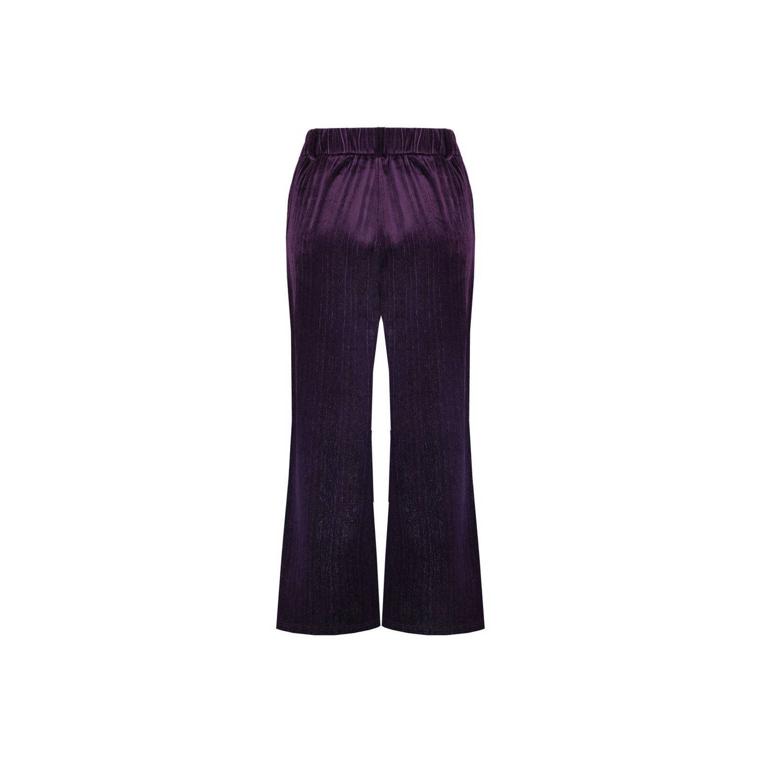 FLURESK velours wide leg broek Zelda paars