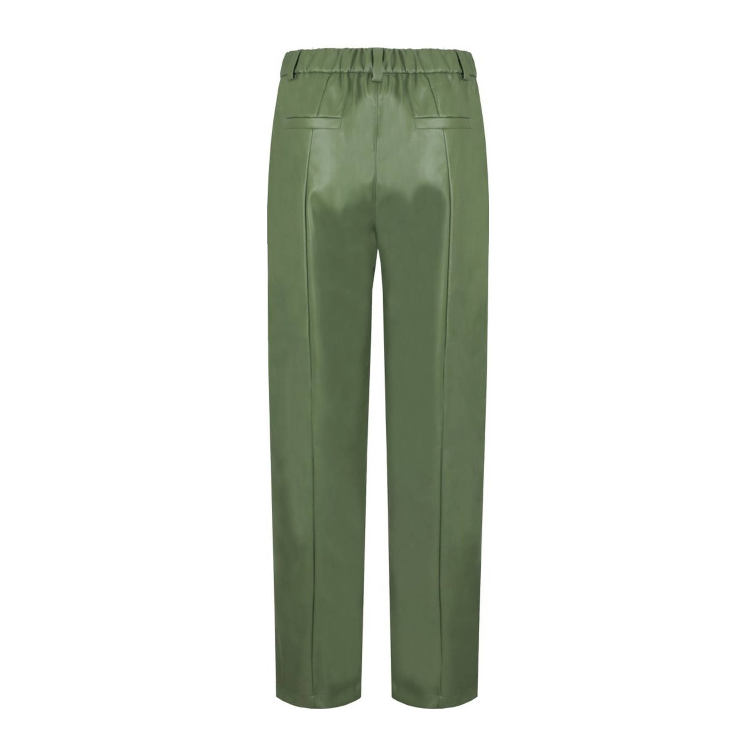 FLURESK coated straight fit broek Haisley olijfgroen