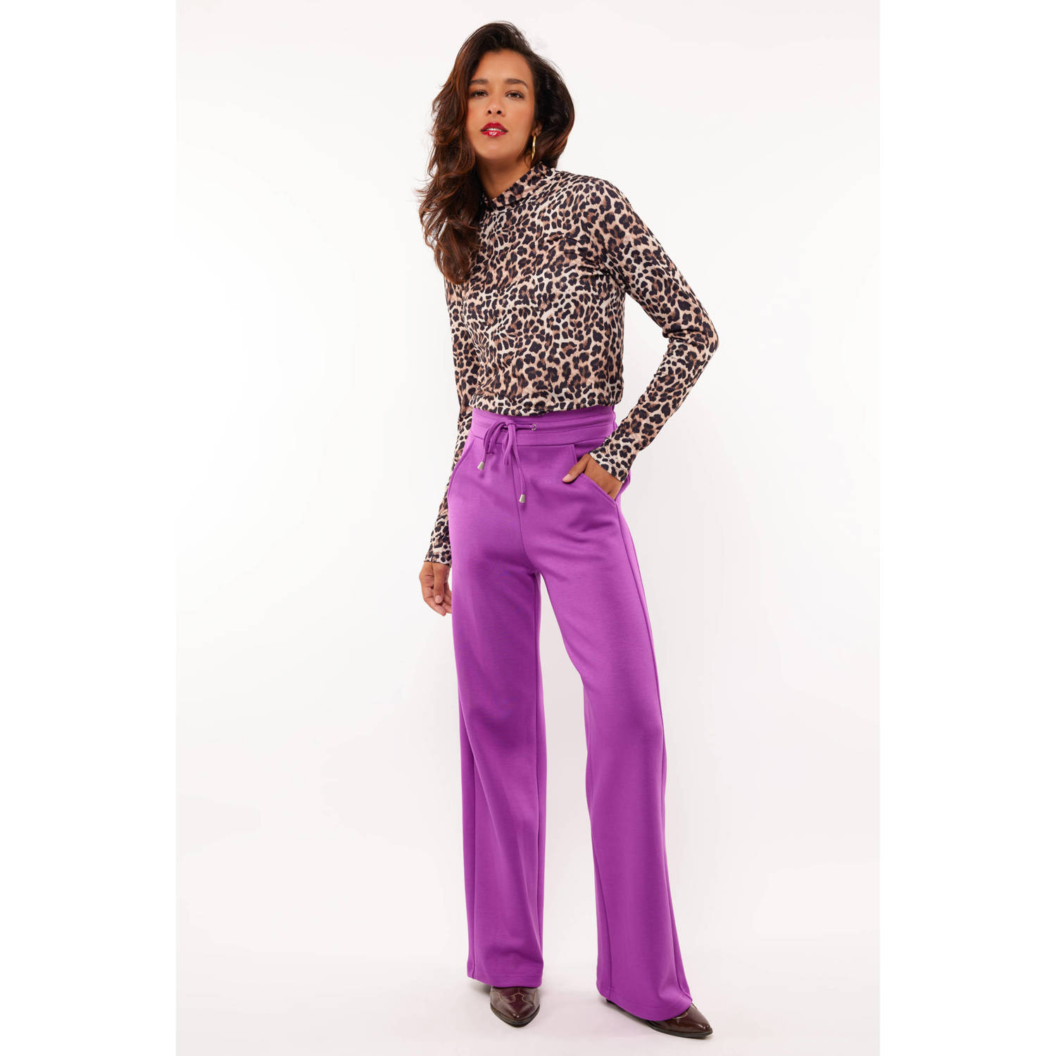 FLURESK wide leg broek Rene paars