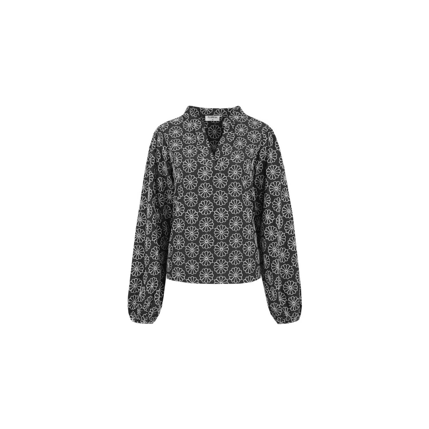FLURESK gebloemde blouse Brynn zwart