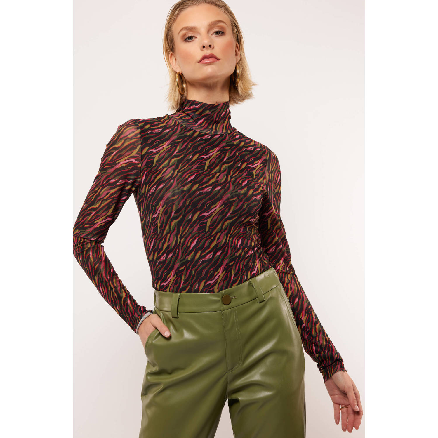 FLURESK mesh top Juliet met all over print en mesh multi