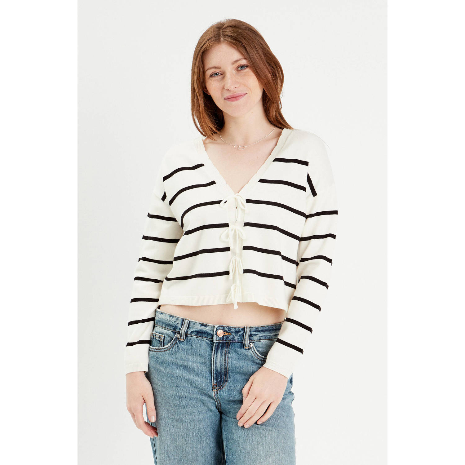 Cache cropped trui zwart wit
