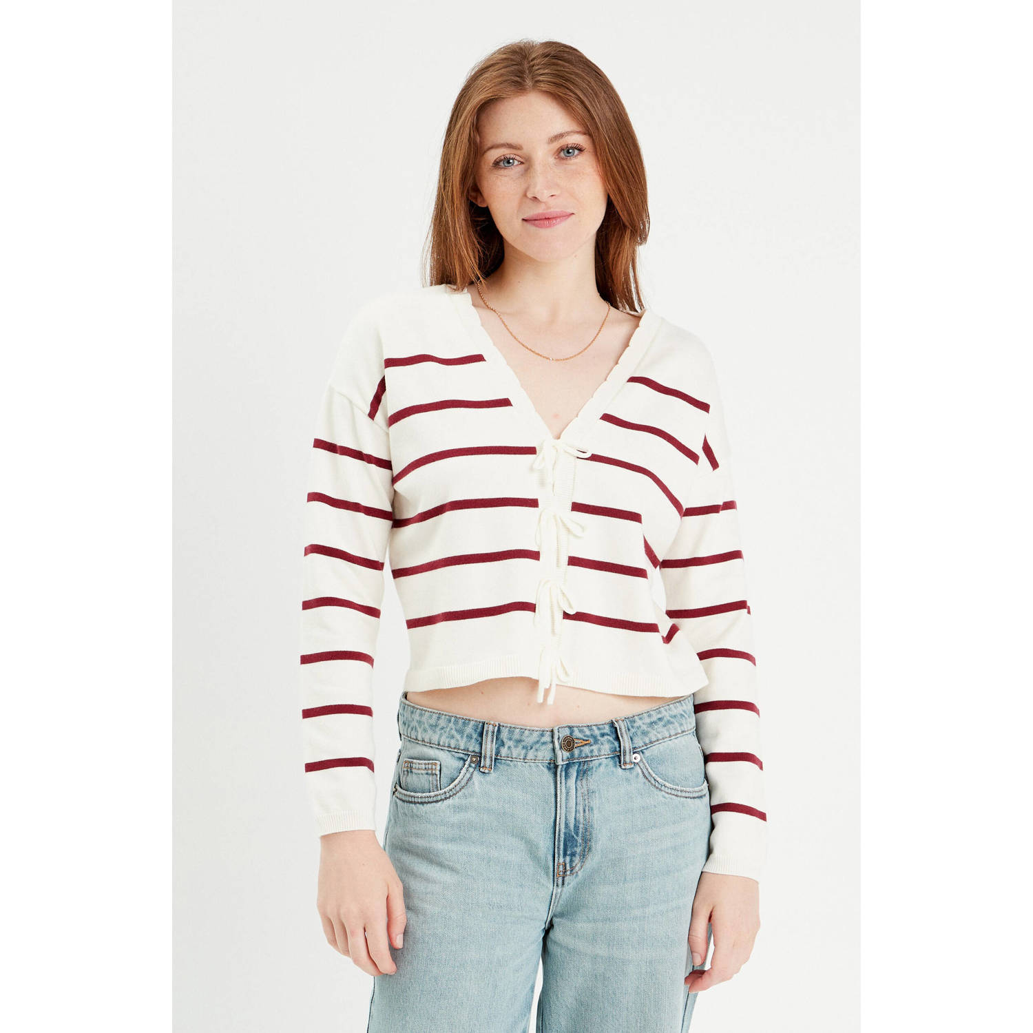 Cache cropped trui donkerrood wit