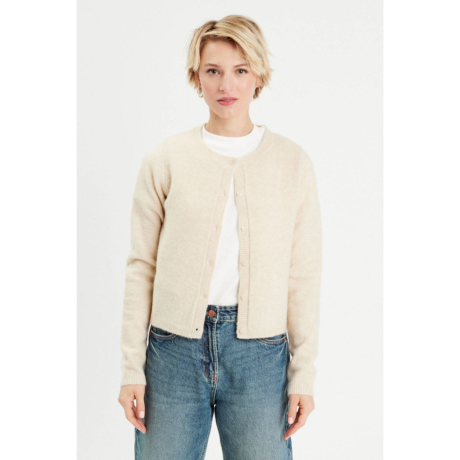Cache gebreid vest birch
