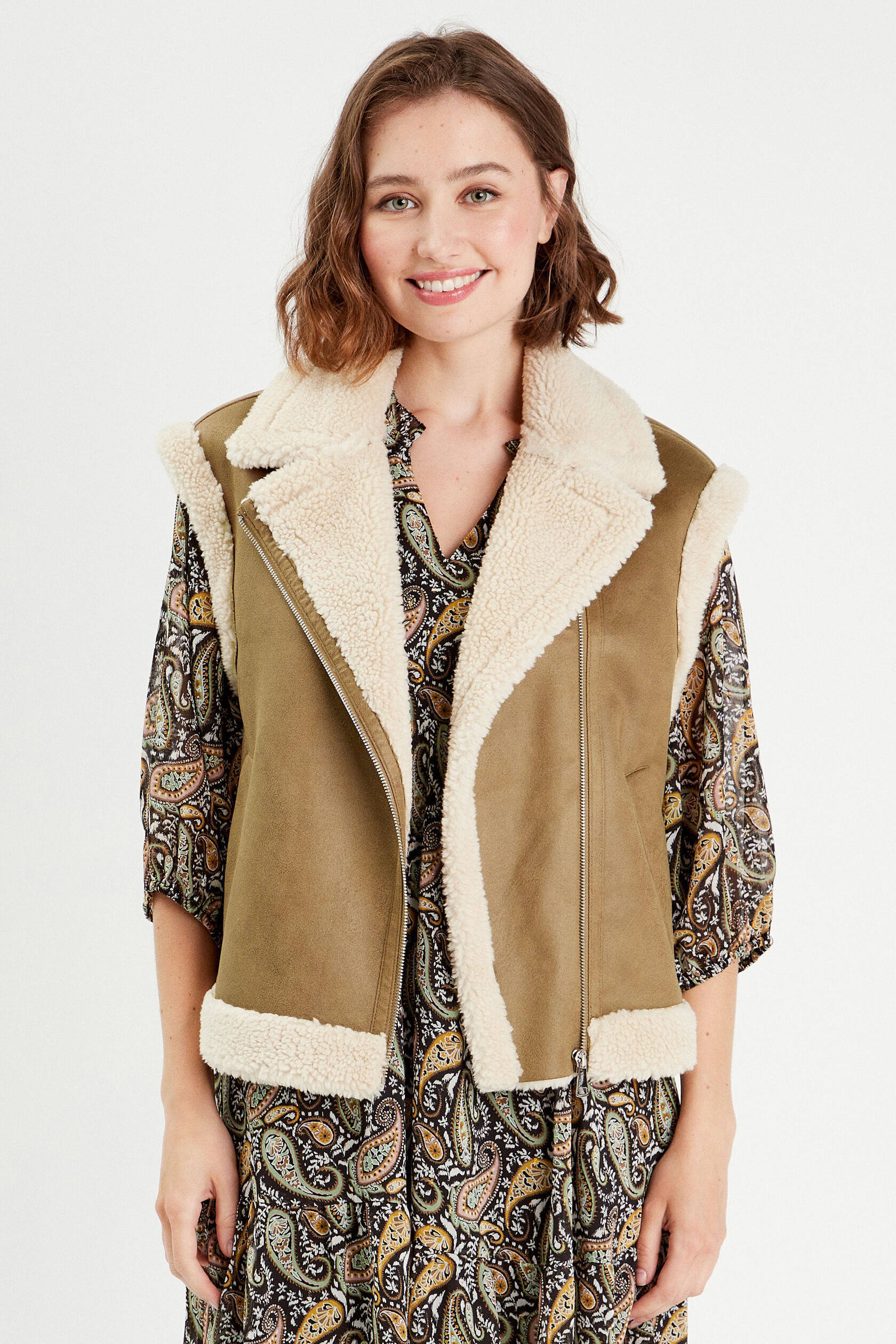 Cache Cache imitatieleren gilet beige wehkamp