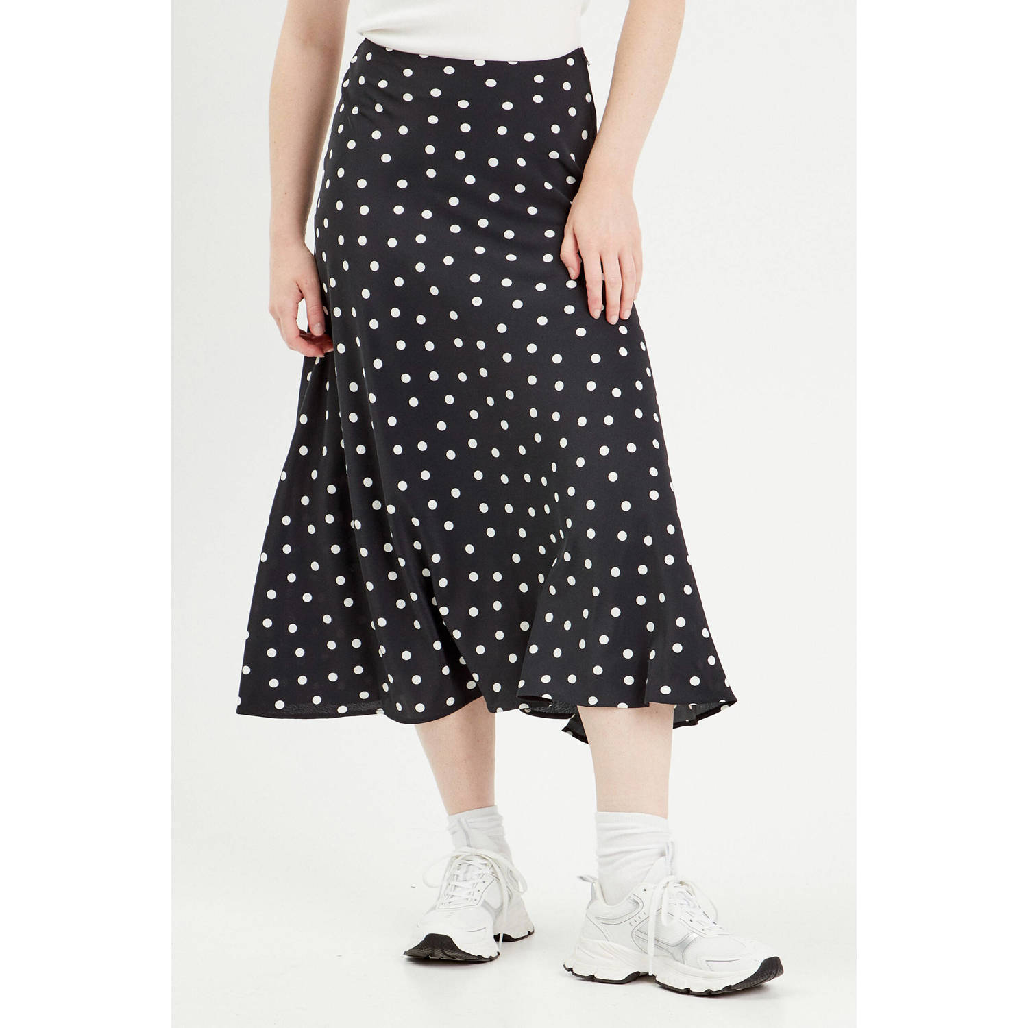 Cache midi rok zwart wit