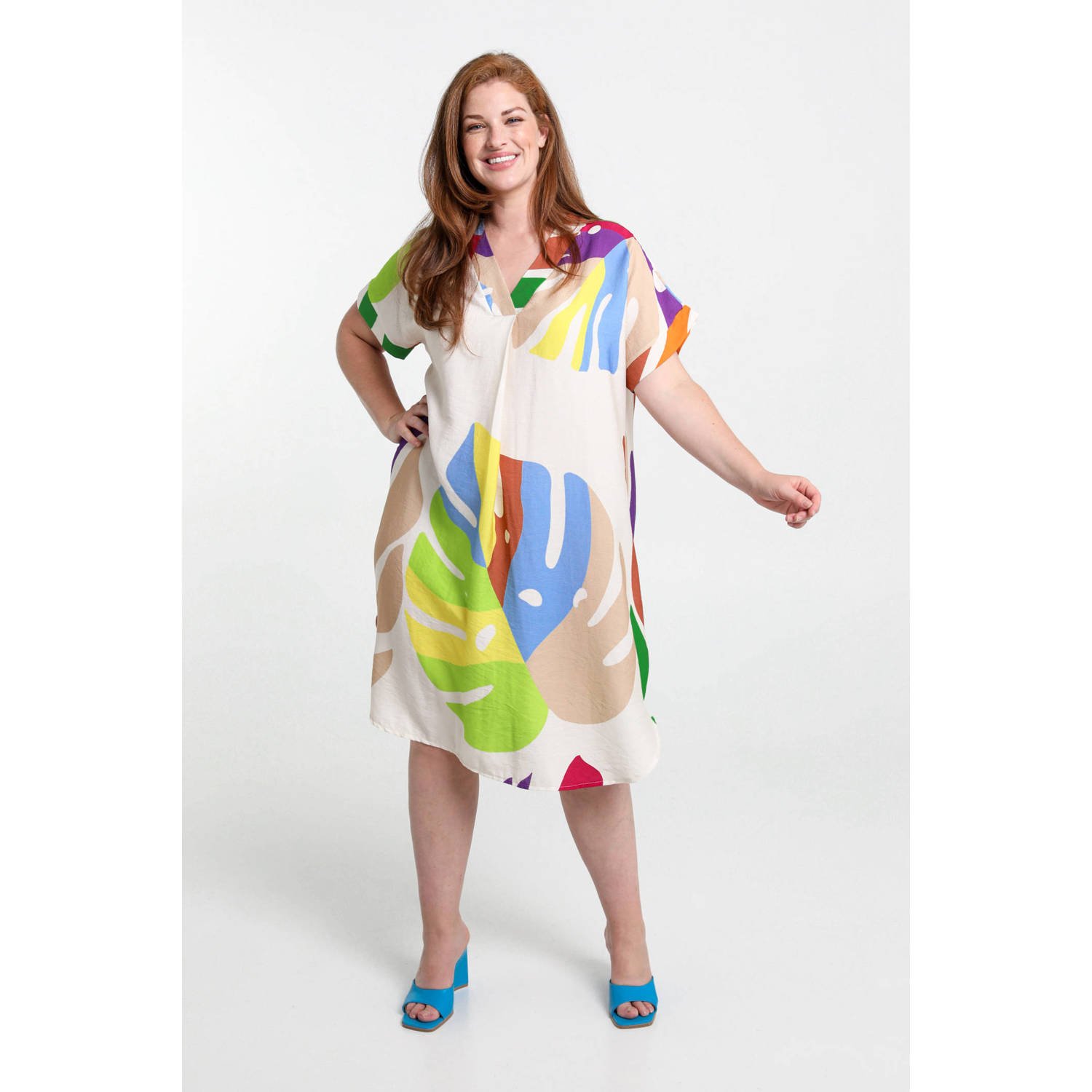 Paprika jurk met grafische print multi
