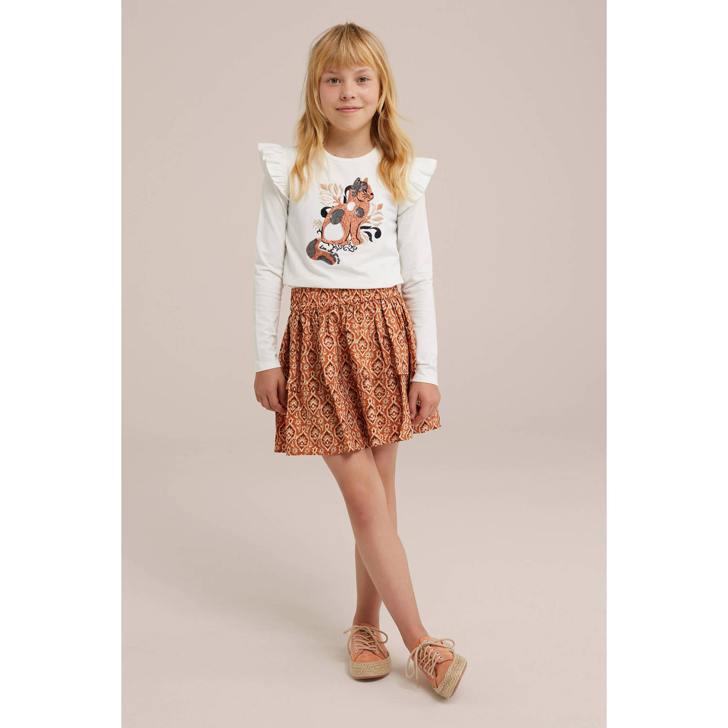 WE Fashion gestreepte longsleeve blanc
