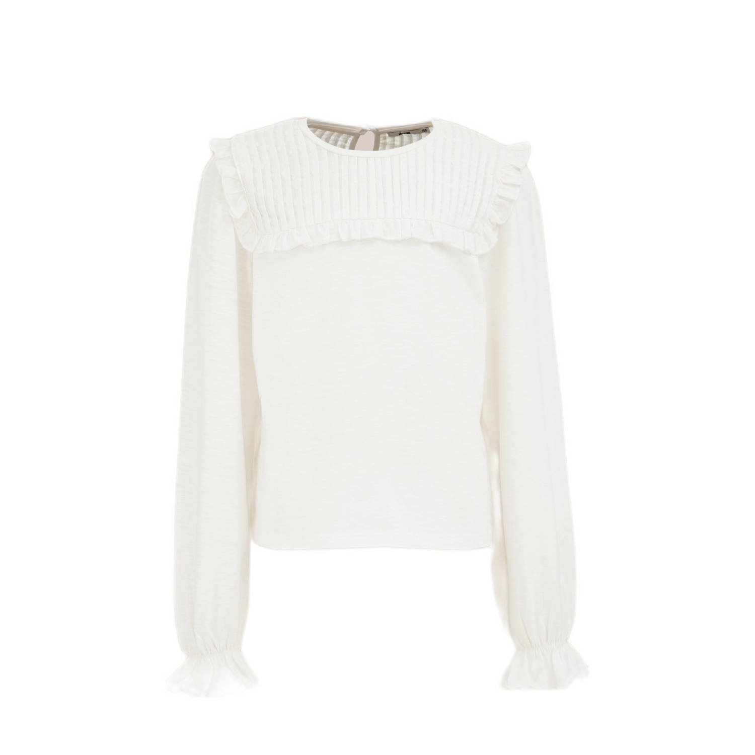 WE Fashion top wit Meisjes Katoen Ronde hals Effen 110 116