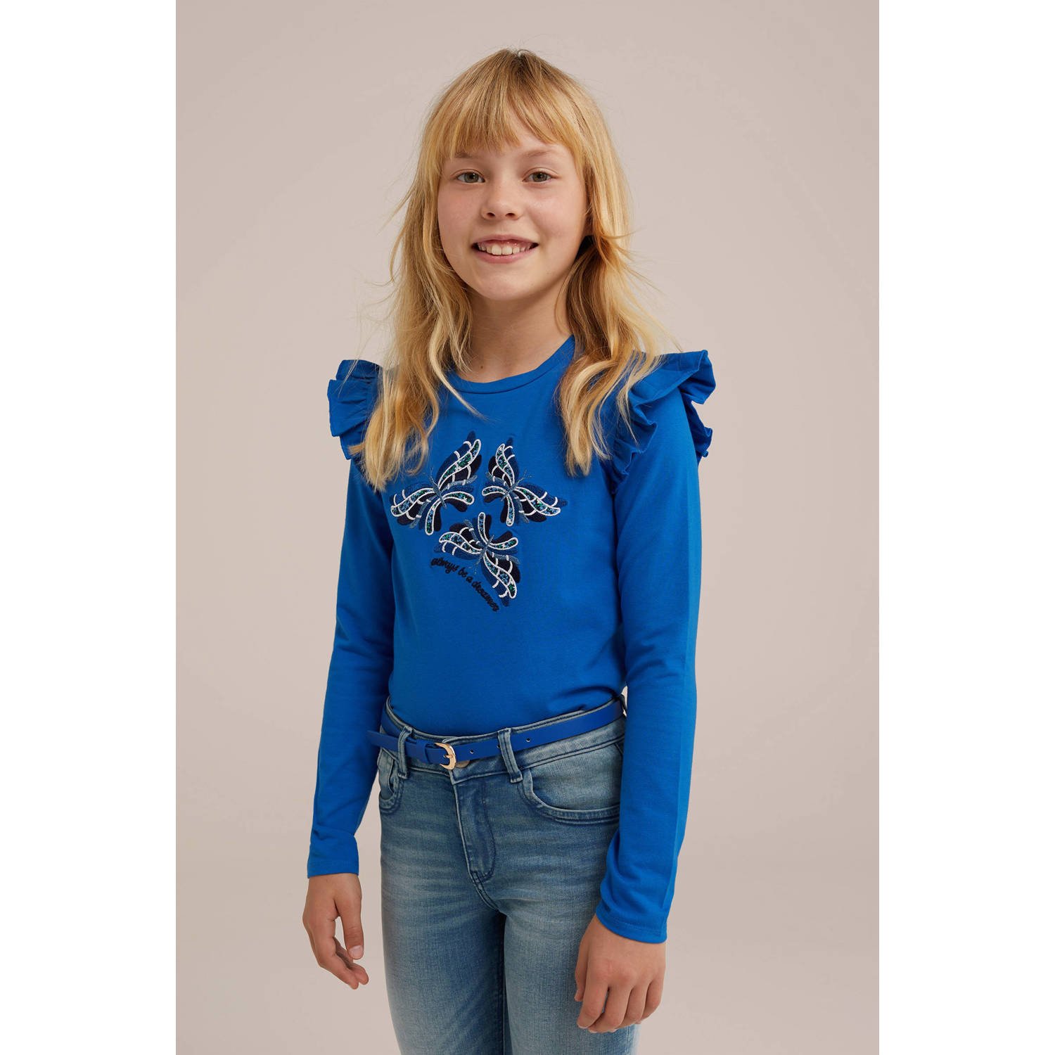 WE Fashion gestreepte longsleeve maxima blue