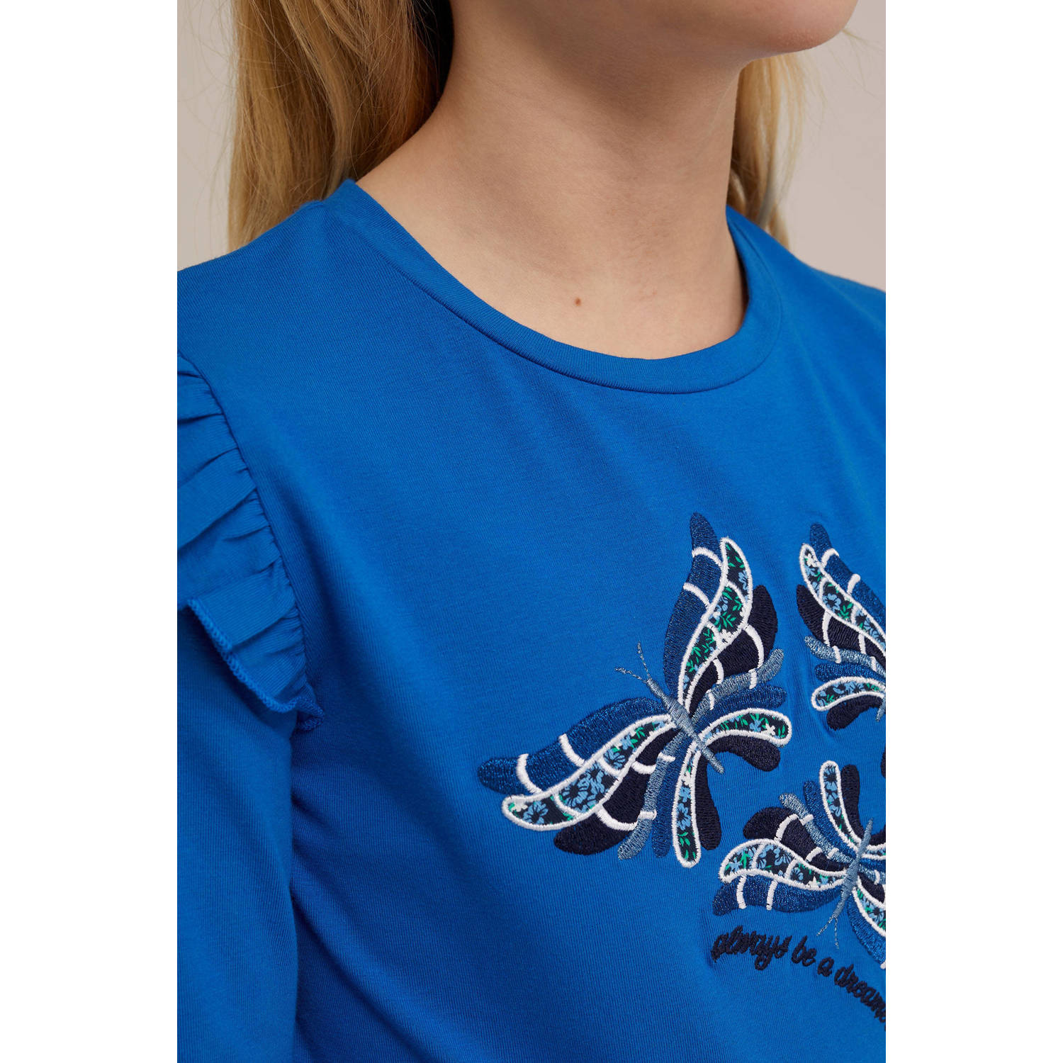 WE Fashion gestreepte longsleeve maxima blue